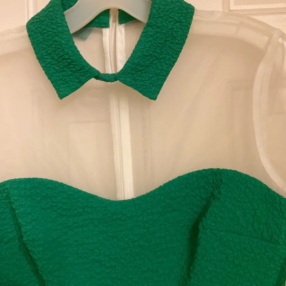 St Patrick Day Dress - Most Adorable Ever!  Green and White Sheer Fabric, Size 4 - Picture 7 of 15